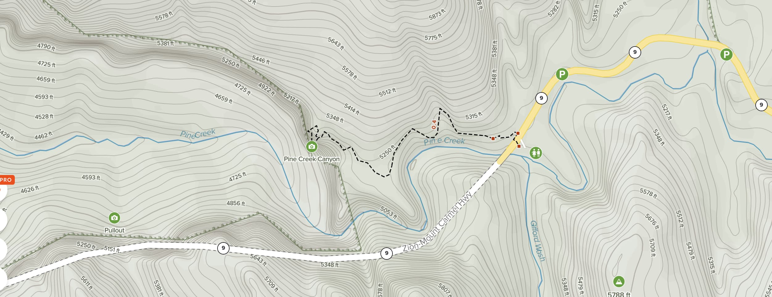 Zion Canyon Overlook Trail Map