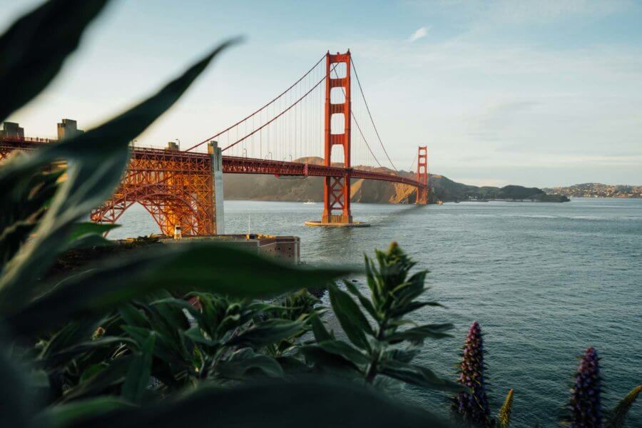 a view of the golden gate bridge and the bay