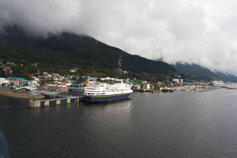 a cruise ship at port along the alaska marine highway