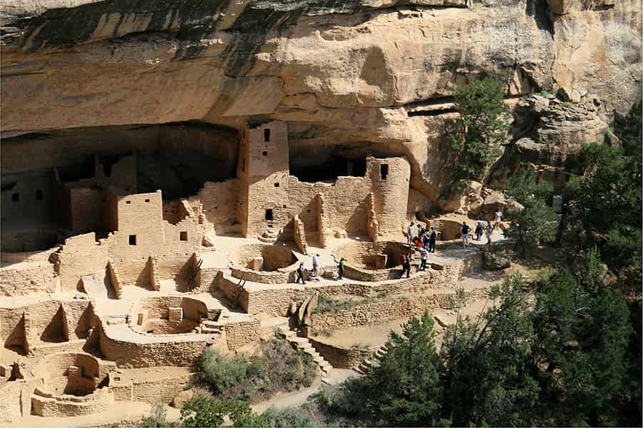 a view of the historic pueblo dwellings at cliff palace