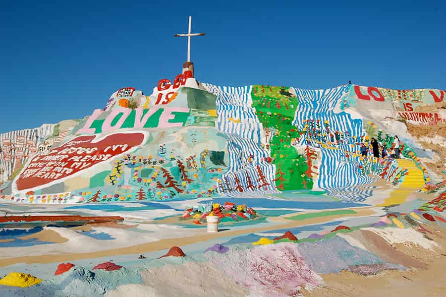 a view of colorful salvation mountain