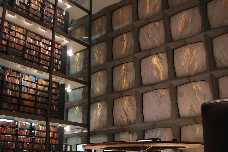 the interior of the Beinecke Rare Book & Manuscript Library