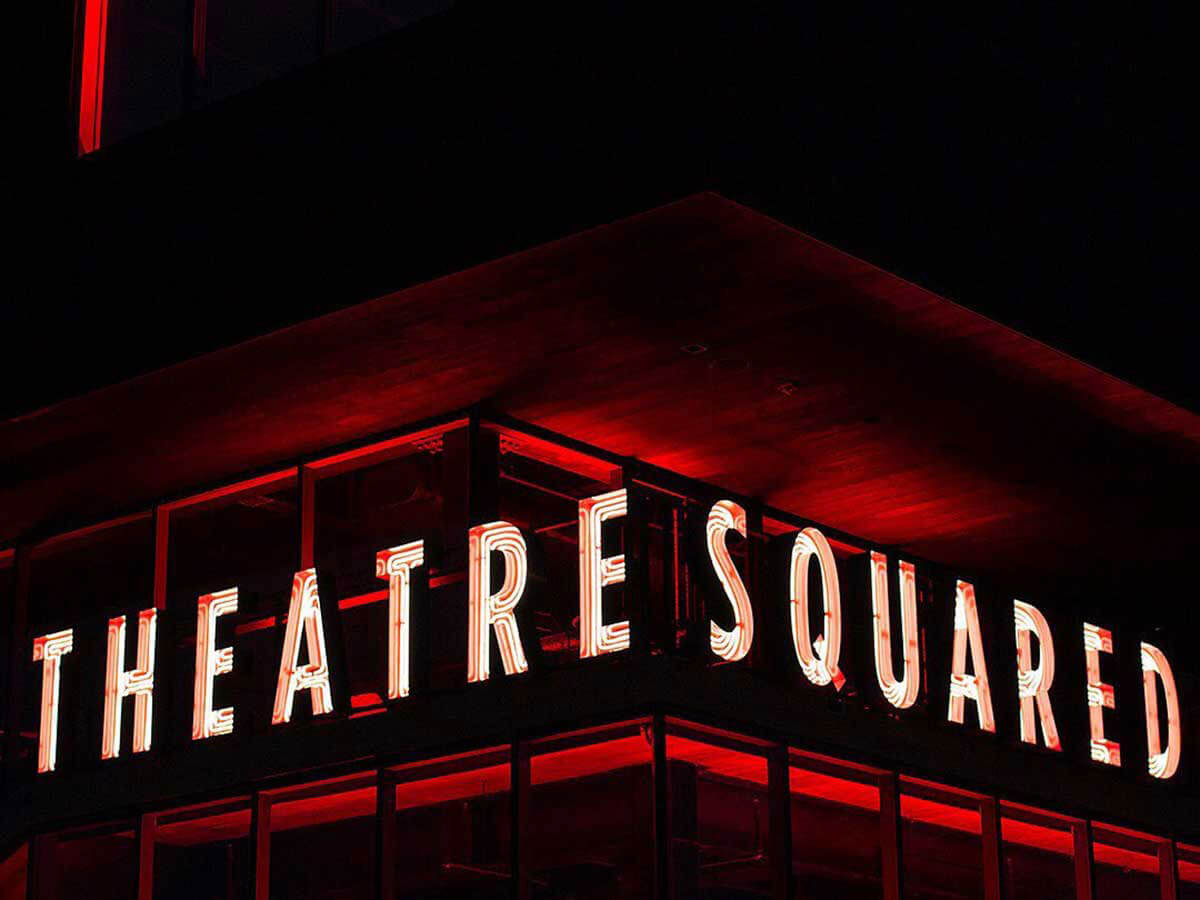 the marquee of theatre squared in fayetteville
