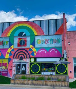 the exterior mural of factory obscura in oklahoma city