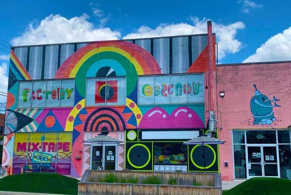 the exterior mural of factory obscura in oklahoma city