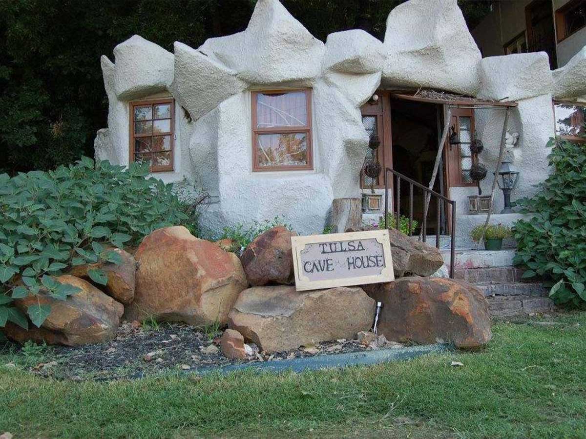 the exterior of the tulsa cave house