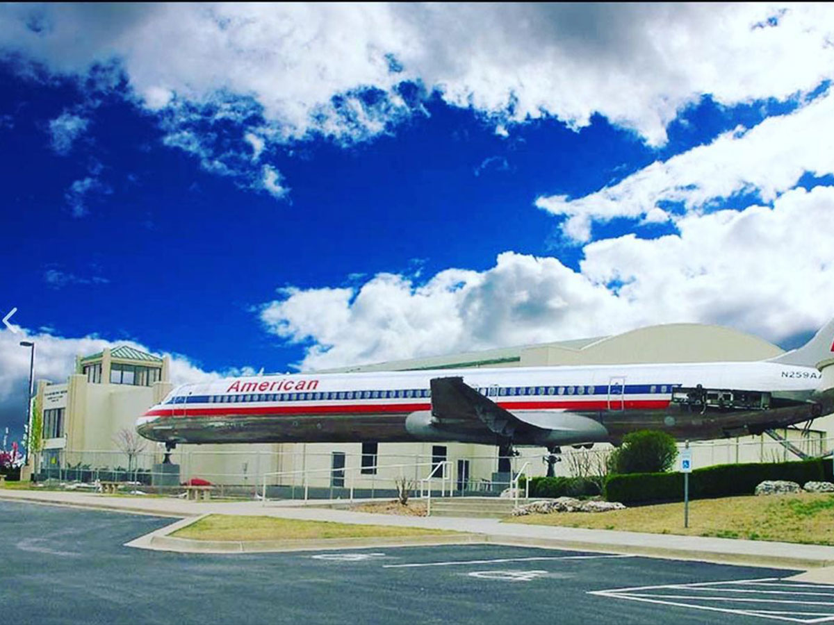 an american airlines plane at the tulsa air and space museum