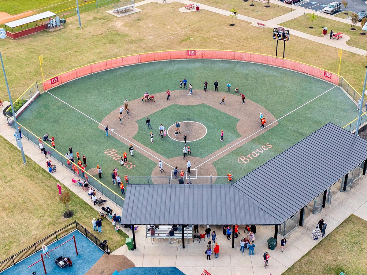 a baseball field complex at a conway arkansas city park