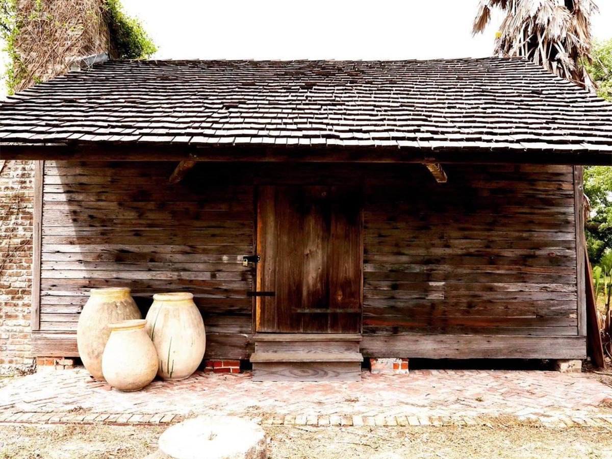 an original detached wooden kitchen on an historic plantation property