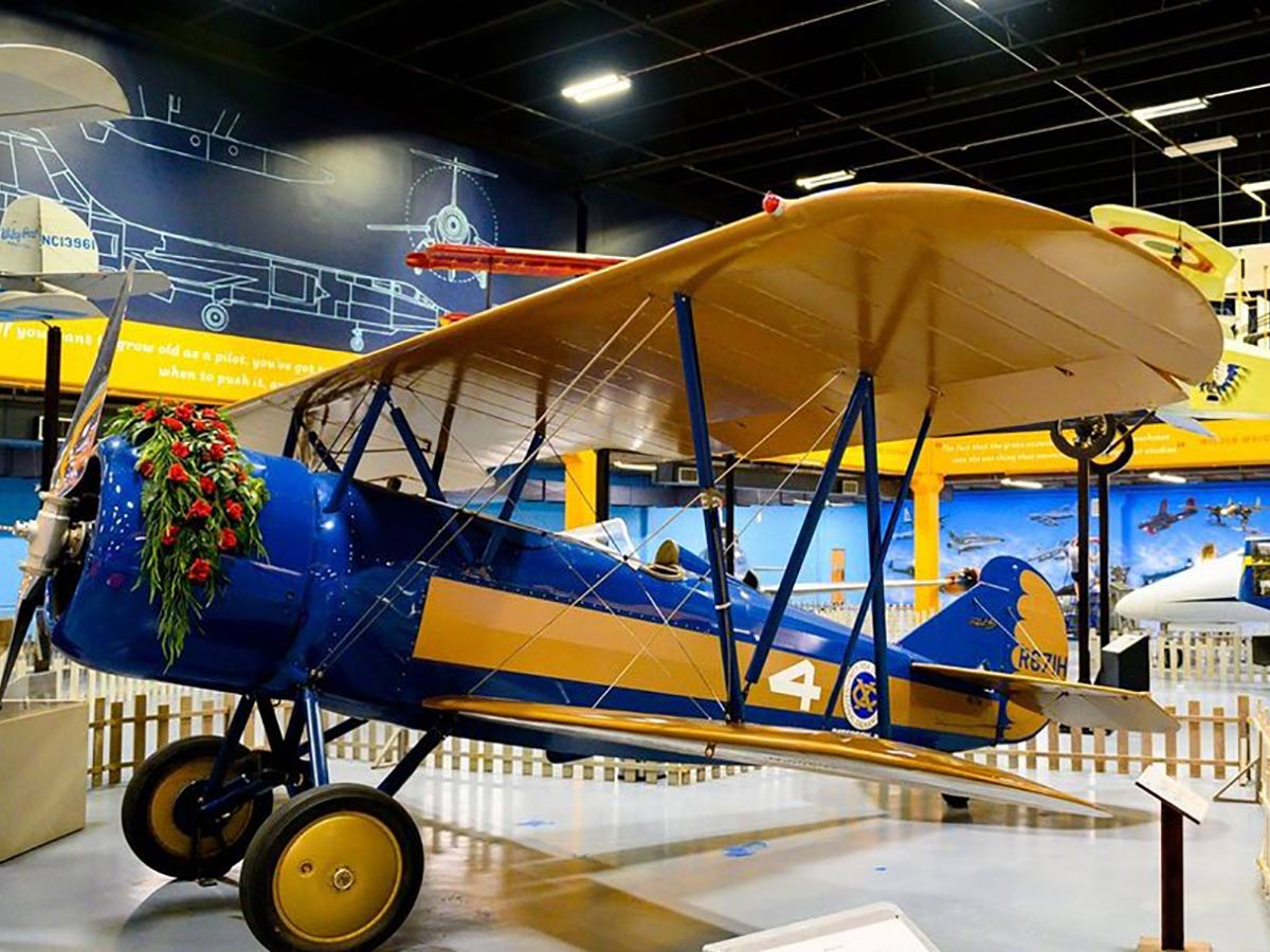 an old airplane exhibit at the science museum oklahoma