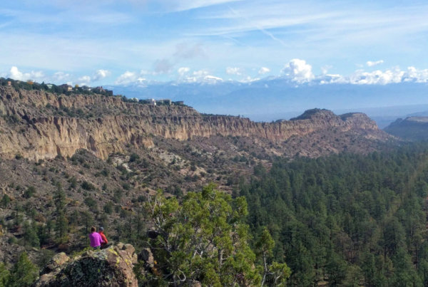 a view of the landscape around los alamos new mexico on a hiking trail