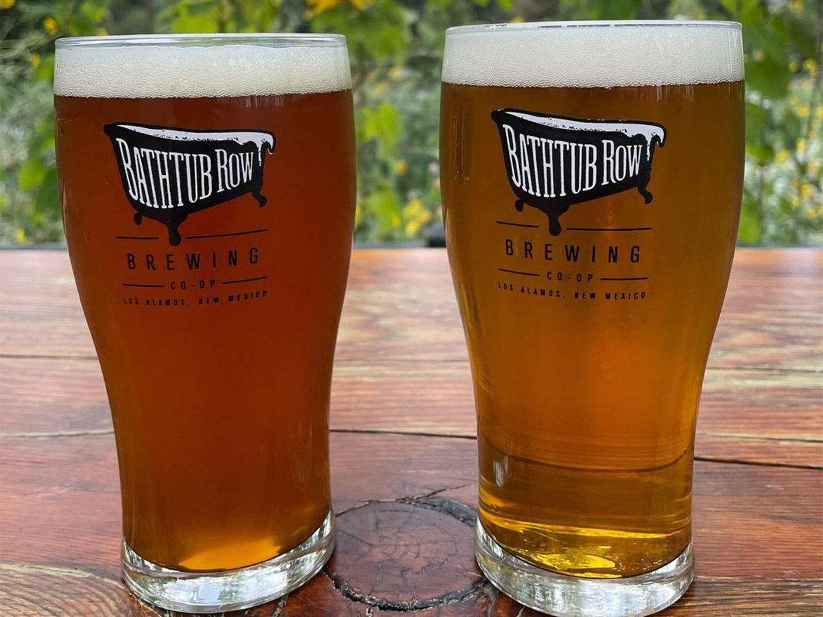 two glasses of beer from bathtub row brewing co-op