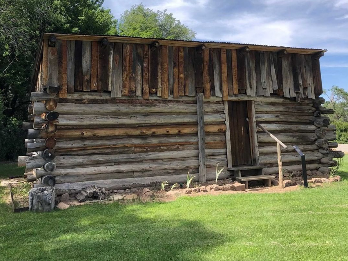an historic wood structure at the los alamos history museum