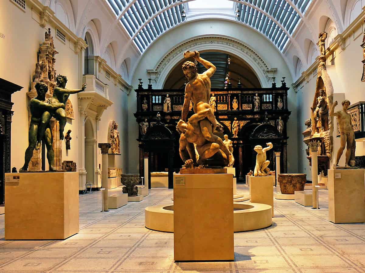 statues inside the victoria and albert museum in london