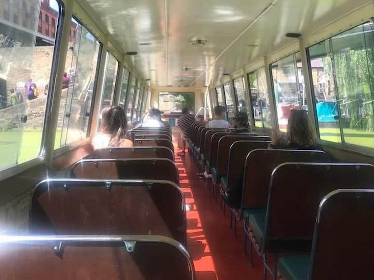 the interior of a waterbus in little venice london