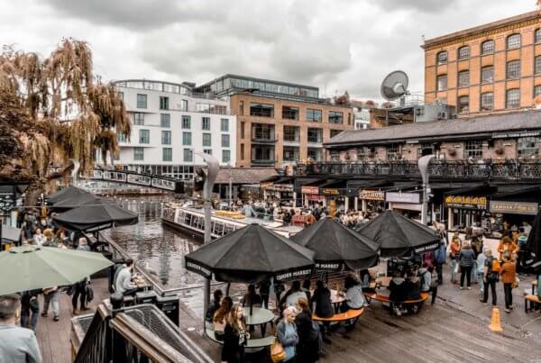 camden market in london on a rainy day