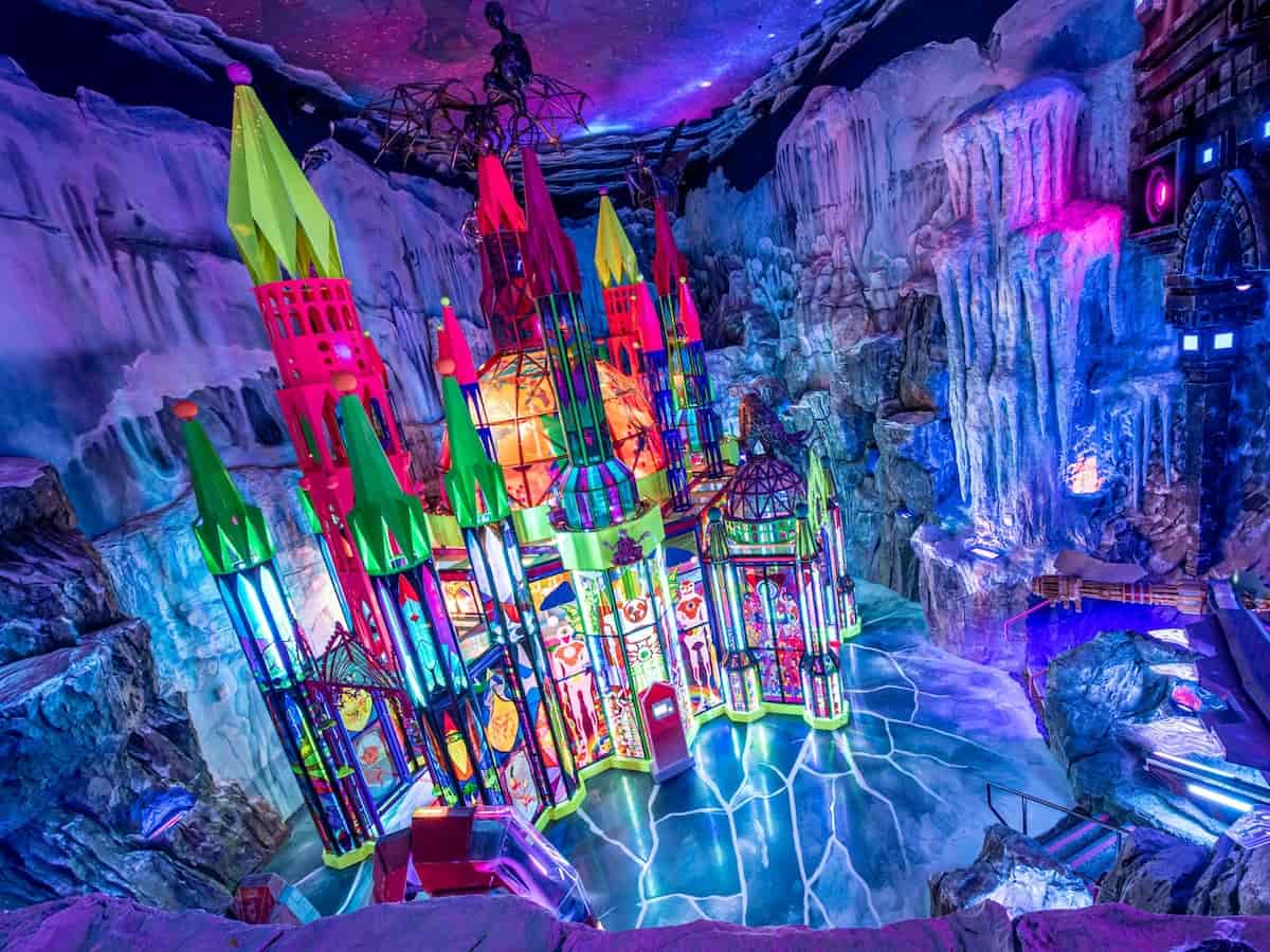 a colorful art installation at the meow wolf experience