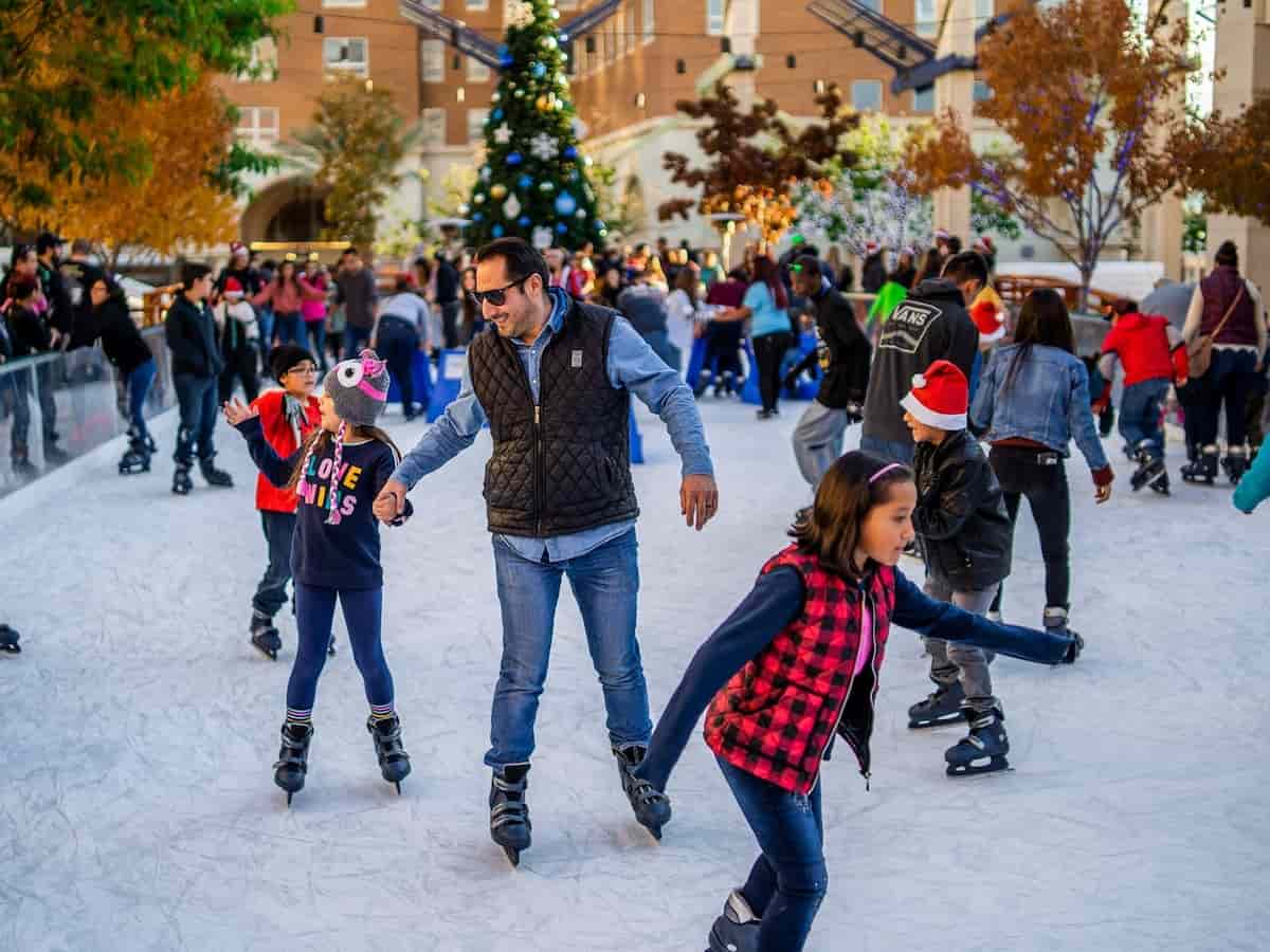 a family skates around the el paso event center ice skating rink