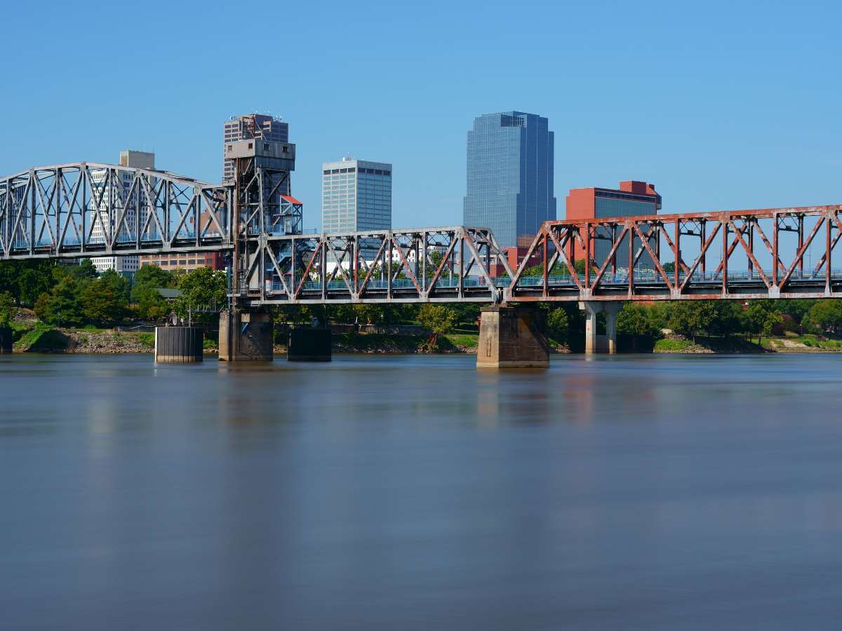 View of a bridge over the Arkansas River