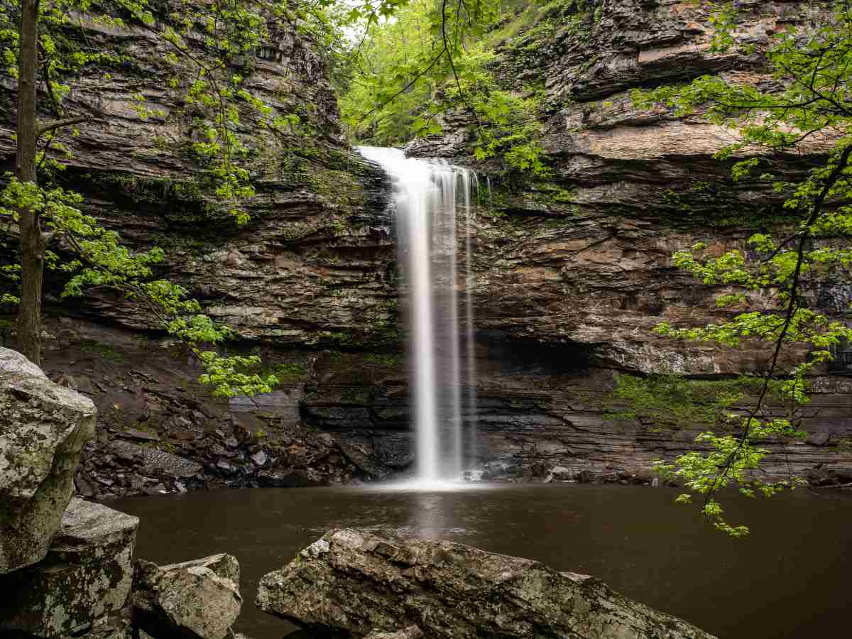 View of a waterfall at Petit Jean State Park