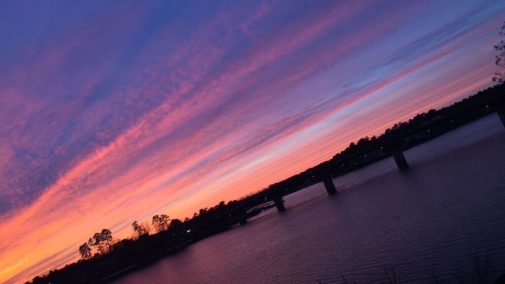View of the sunset at Lake Hamilton