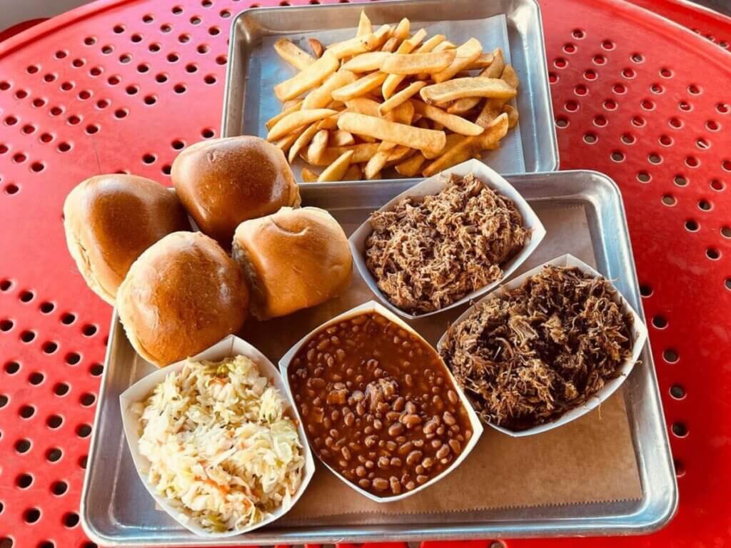 View of a meal from The Dixie Pig BBQ