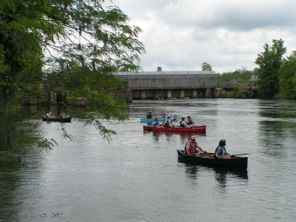 Canoes at the Augusta Canal Headgates