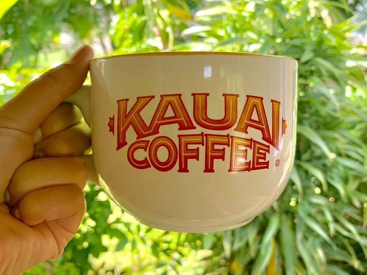 a Kaua’i Coffee Company coffee mug in hawaii