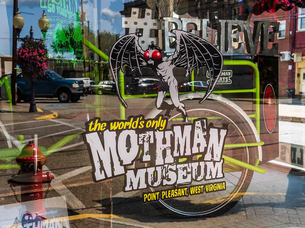Entrance and window of Mothman Museum