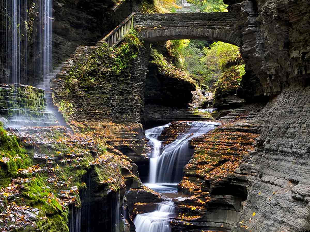 waterfalls at watkins glen state park in new york
