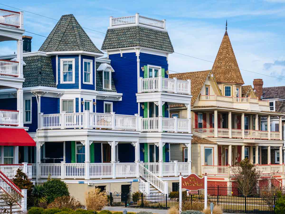 a view of historic houses in cape may, new jersey