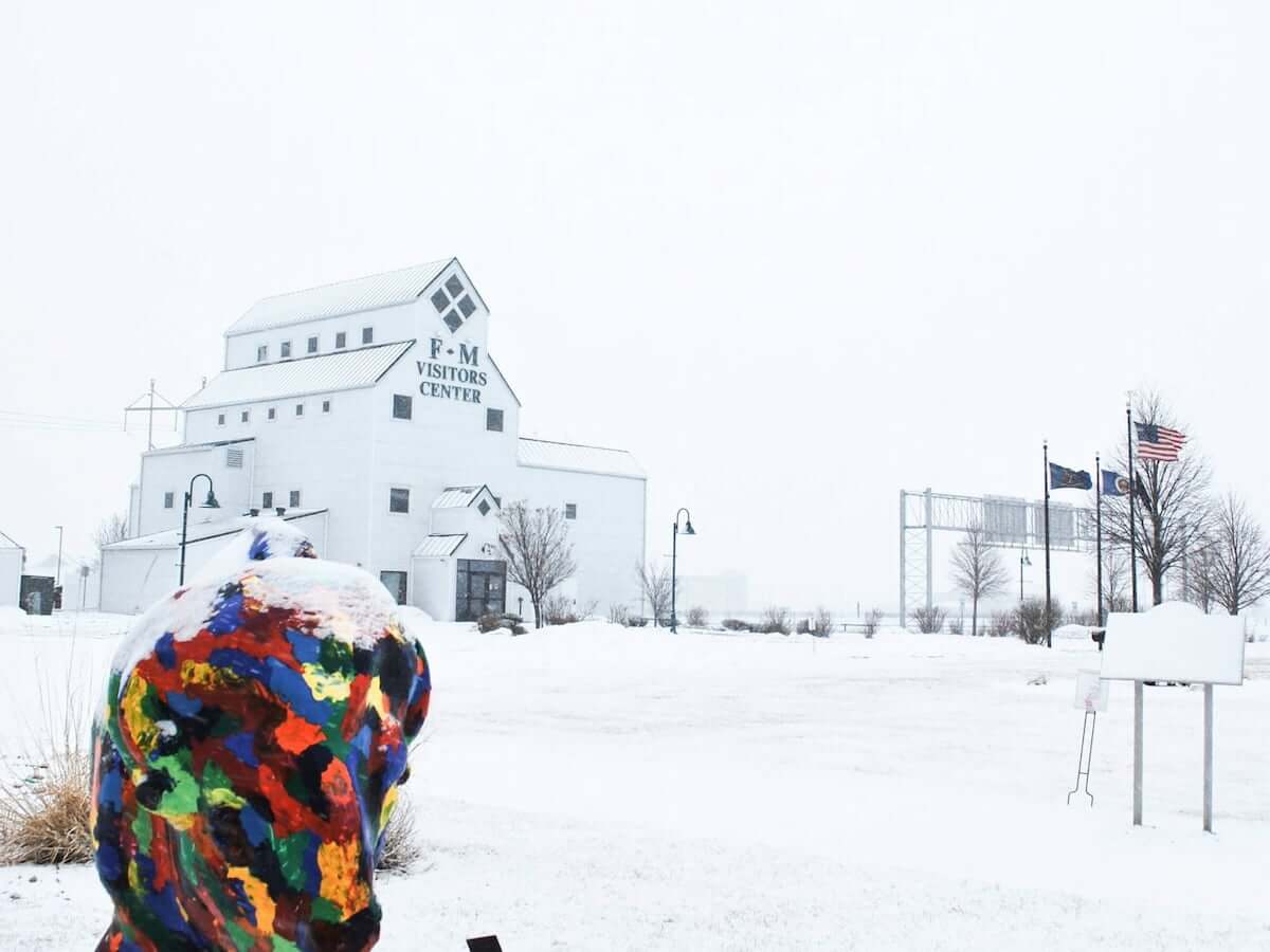 the fargo-moorhead visitors bureau covered in a snowstorm in north dakota