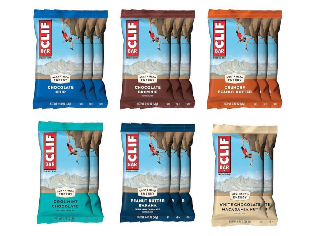 Variety of flavors of Clif Bars