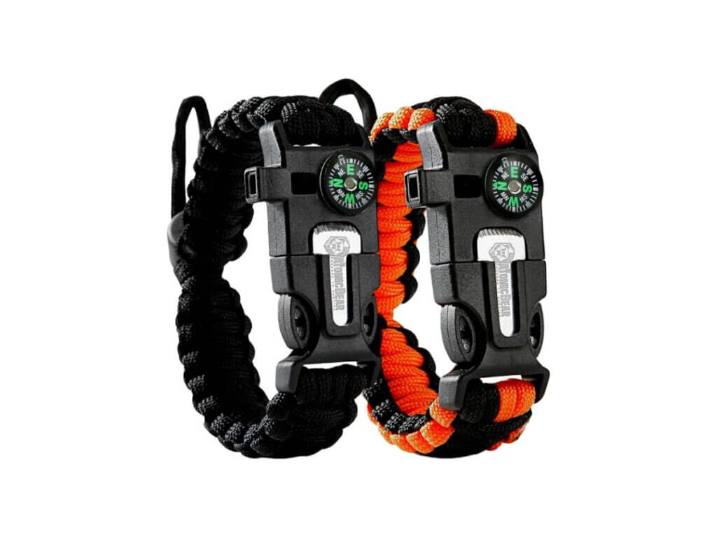 Black paracord bracelet and orange paracord bracelet