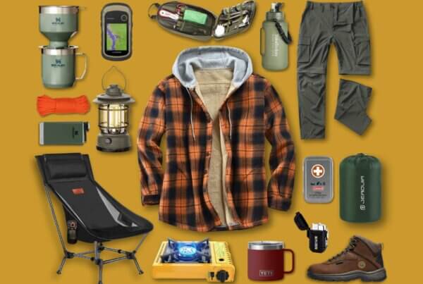 Array of camping essentials