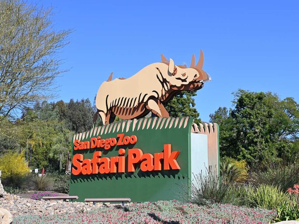 San Diego Zoo Safari Park Sign with Rhino 