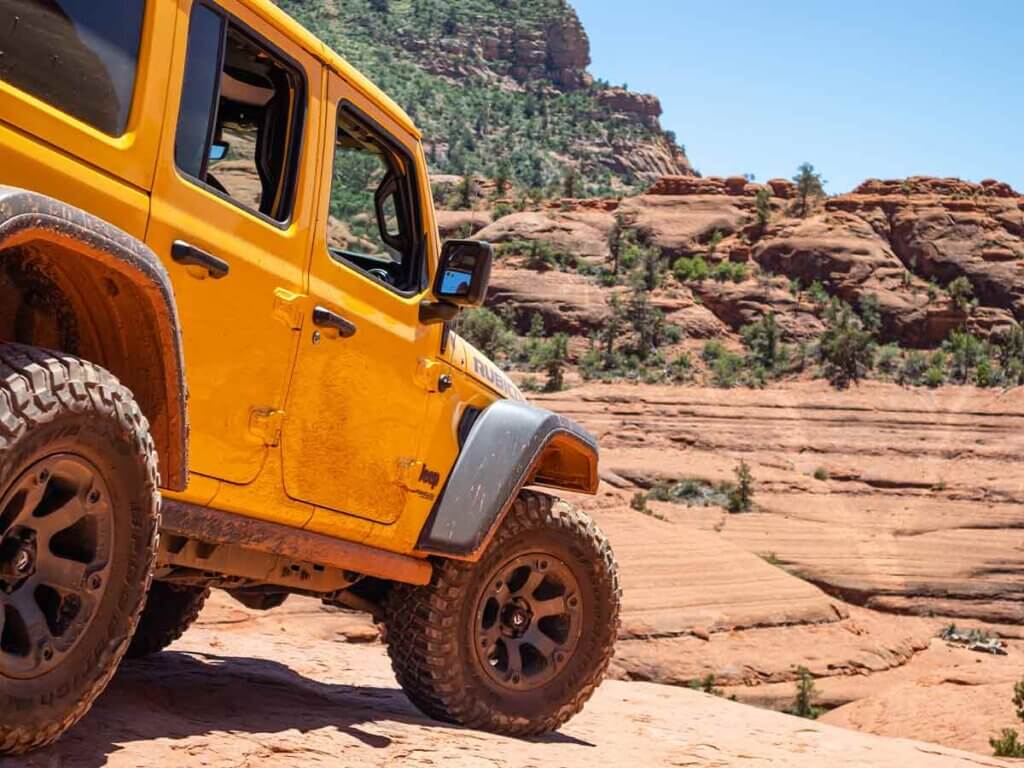 Jeep exploring Secret Pass Canyon