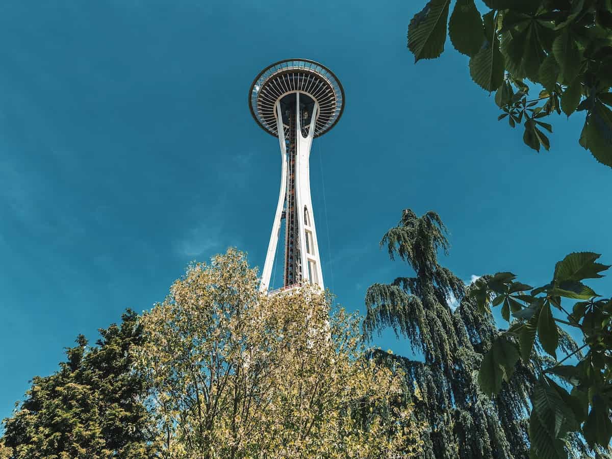 a view from underneath the space needle in seattle
