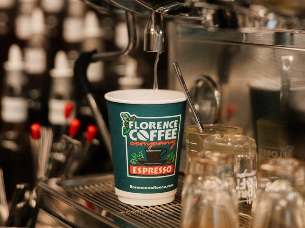 Florence Coffee expresso being poured.