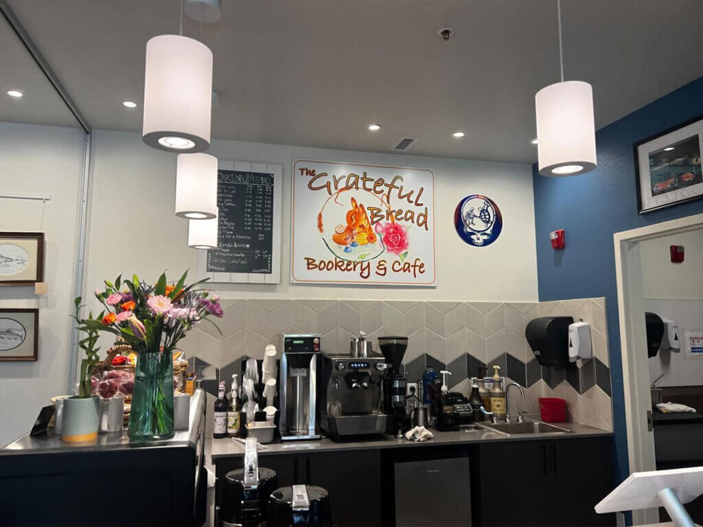 View of the coffee counter at The Grateful Bread Bakery and Cafe