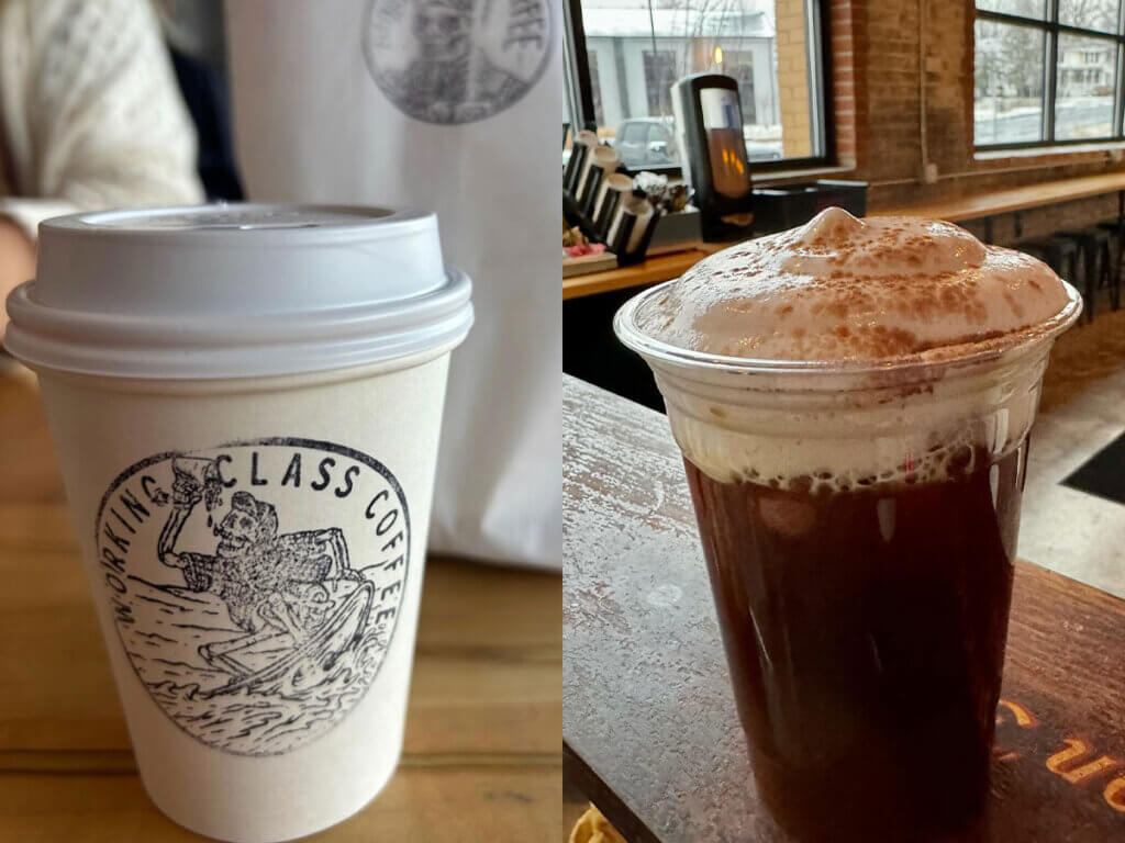 Collage of two drink options from Working Class Coffee - Canandaigua, NY