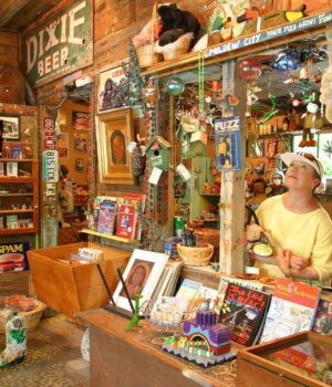a couple in a museum gift shop in abita springs louisiana