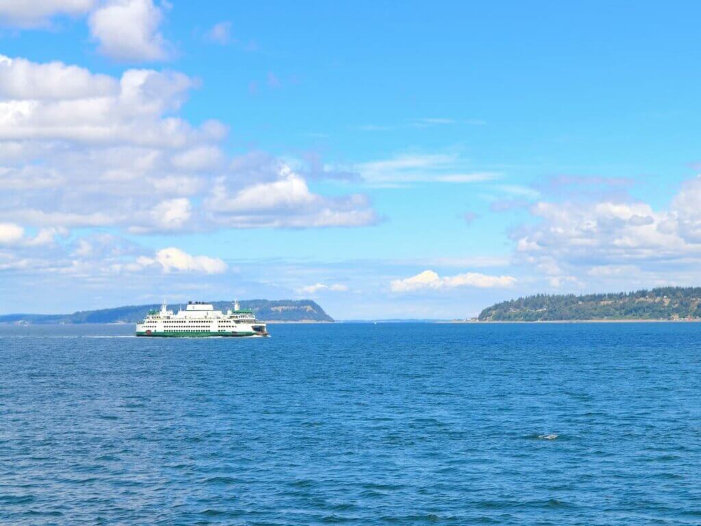 a ferry crosses puget sound in washington state near seattle
